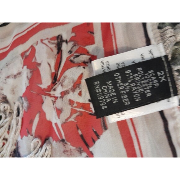 Western Scarf/ Shawl Orange Base With Frinnge Border.  2X. B10 - Picture 5 of 7